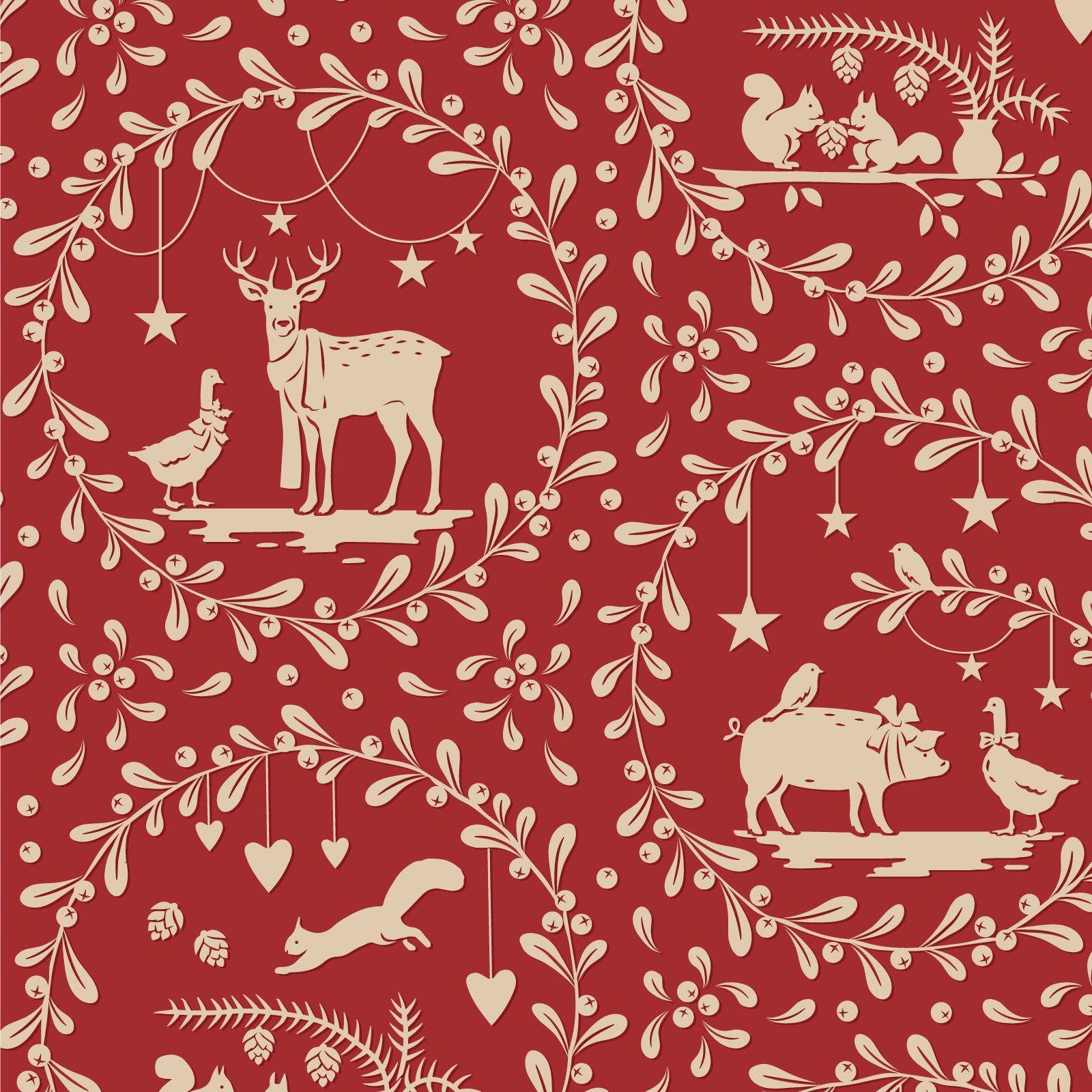 Tilda - Merry Little Christmas - Paperscenes - Burgundy - 100625