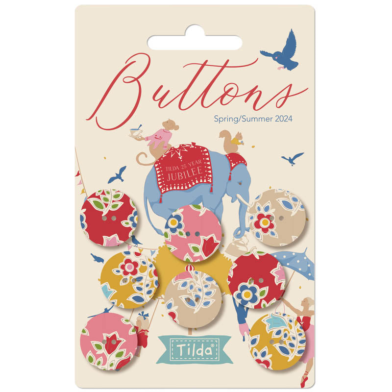Tilda Jubilee Farm Flower Btn 8pc 0.72" (18mm) - 400061