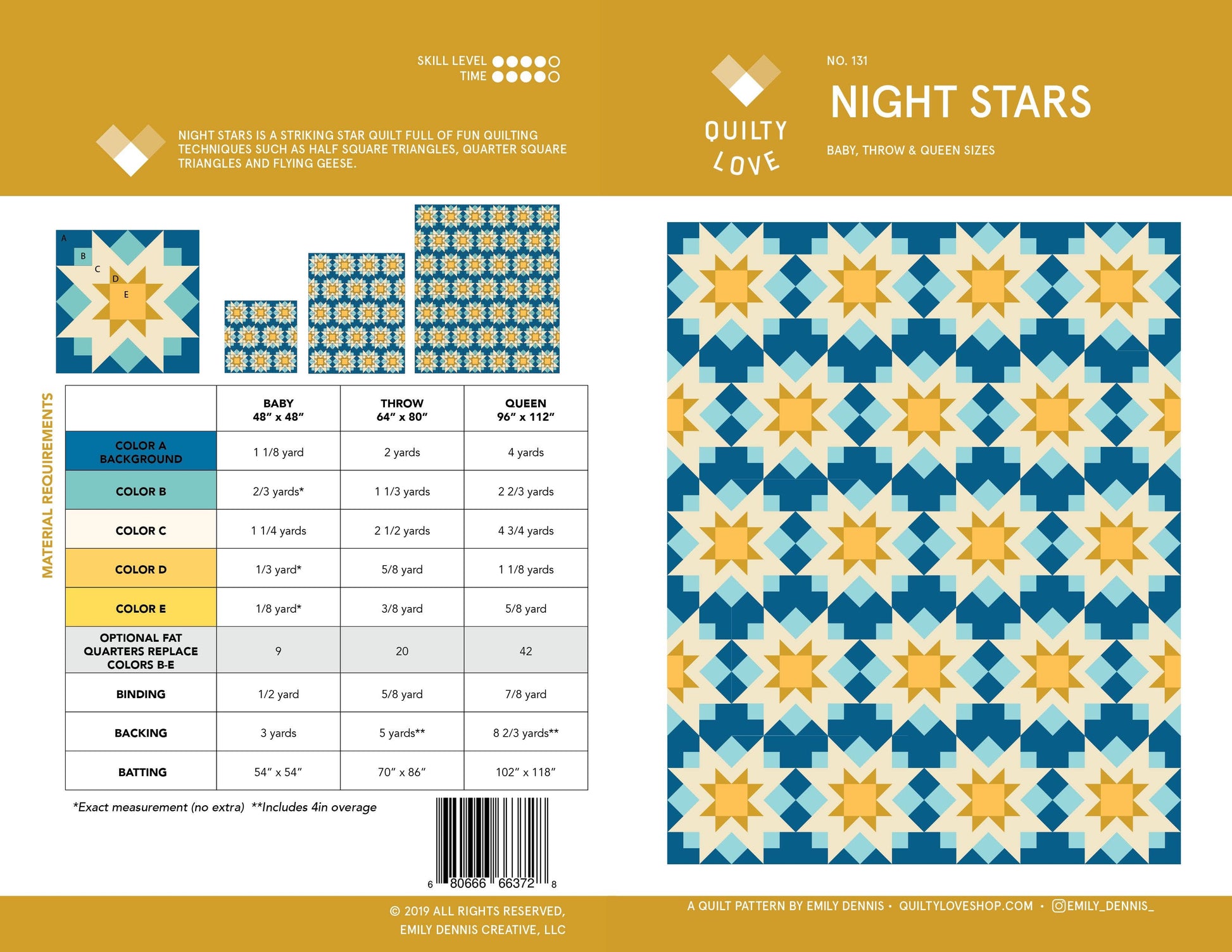 Quilty Love - Night Stars PAPER Quilt Pattern