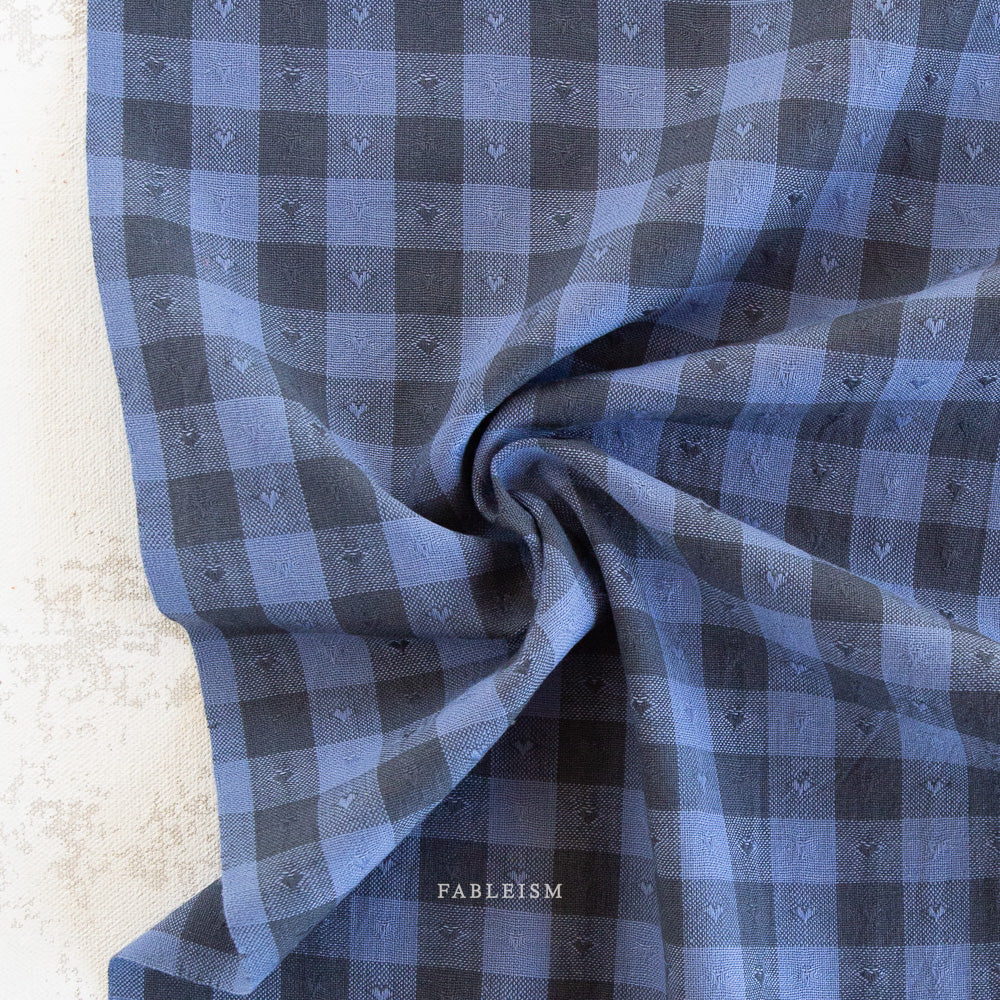Queen of Hearts by Fableism - Gingham Dobby Hearts - Blueberry - QH-GH55-04 Backordered (Nov)