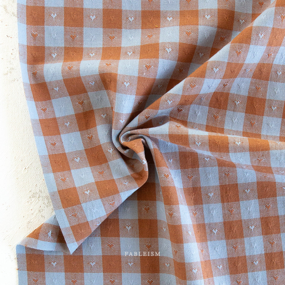 Queen of Hearts by Fableism - Gingham Dobby Hearts - Riviera - QH-GH55-06 Backordered (Nov)