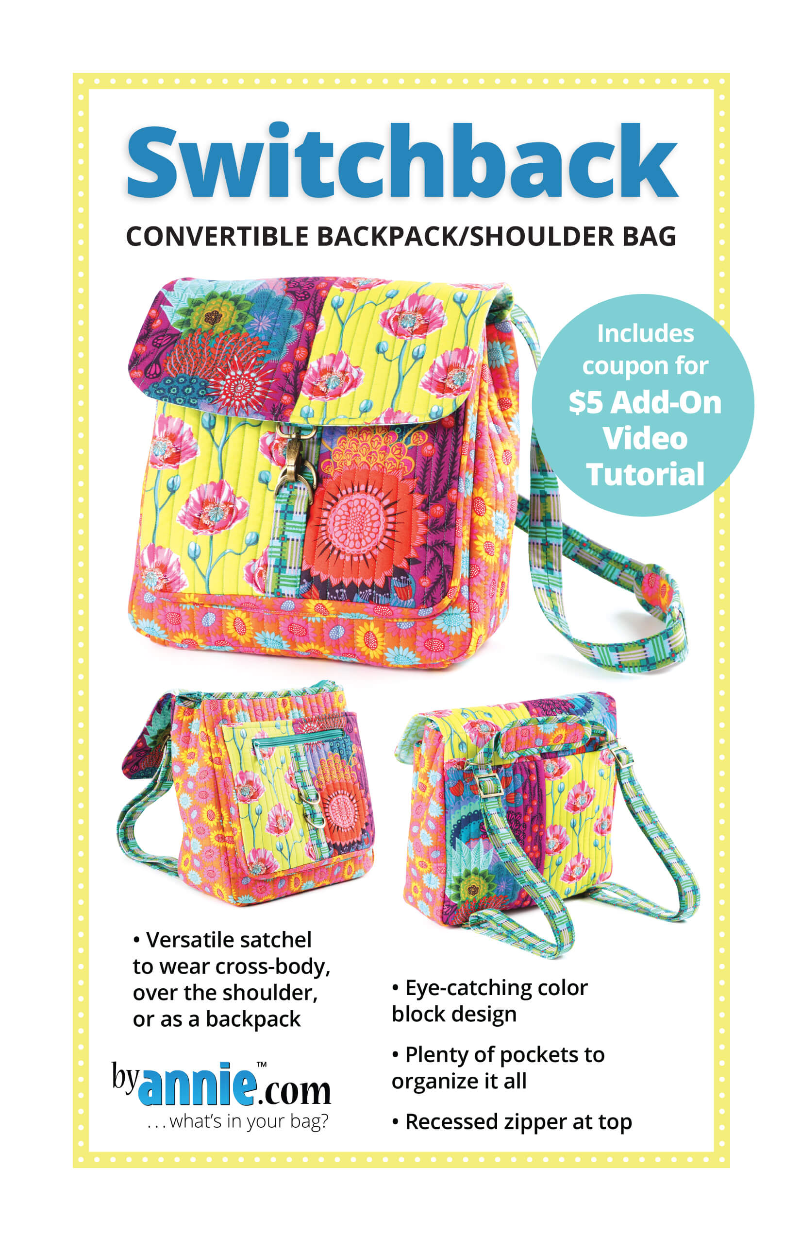 Switchback - convertible backpack/shoulder bag- Bags by Annie pattern