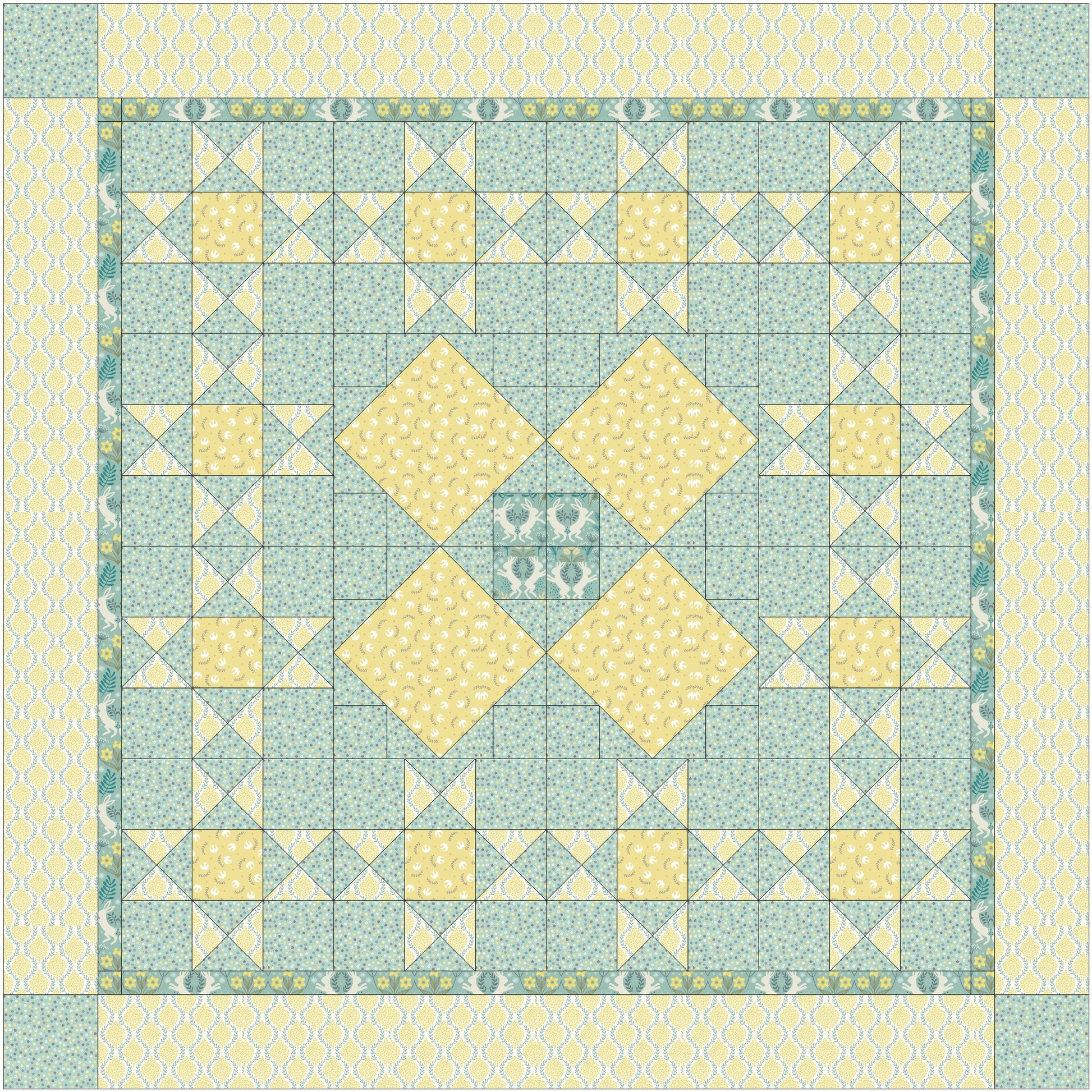 Lewis & Irene Spring Hare - Swallows on Yellow