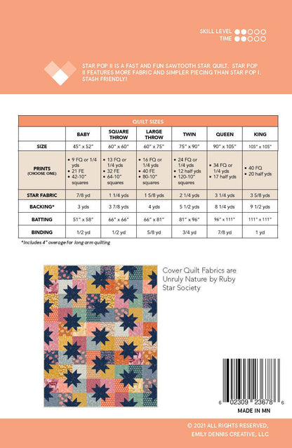 Quilty Love - Star Pop II Quilt Pattern-Printed booklet