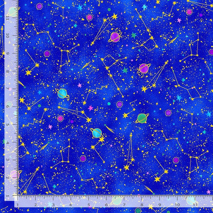 Cosmos - Space Galaxy Constellation Metallic - BLUE
