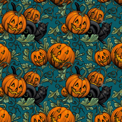 Storybook Halloween by Rachel Hauser - Pumpkin Patch - Turquoise