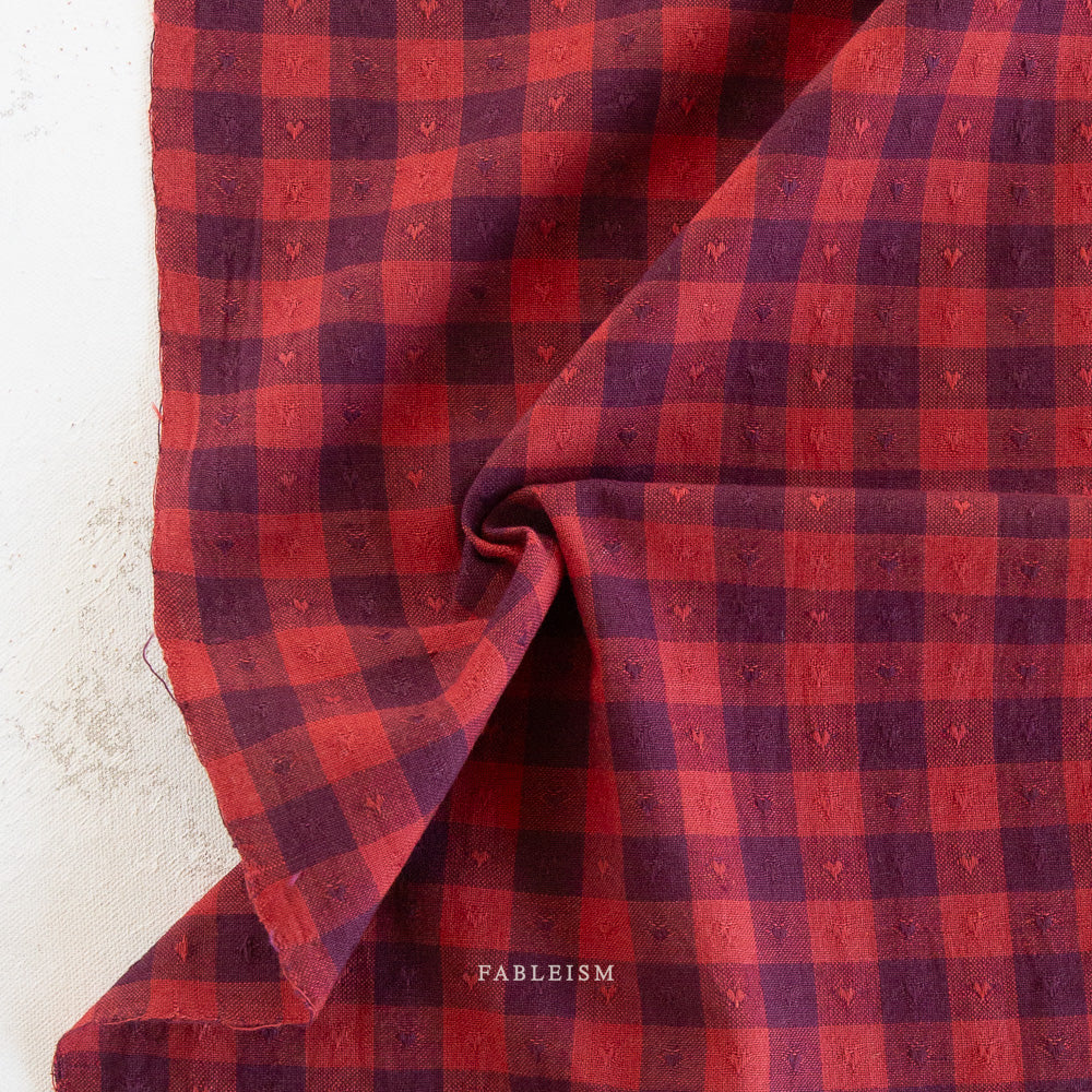 Queen of Hearts by Fableism - Gingham Dobby Hearts - Maraschino- GH55-02 Backordered (Nov)
