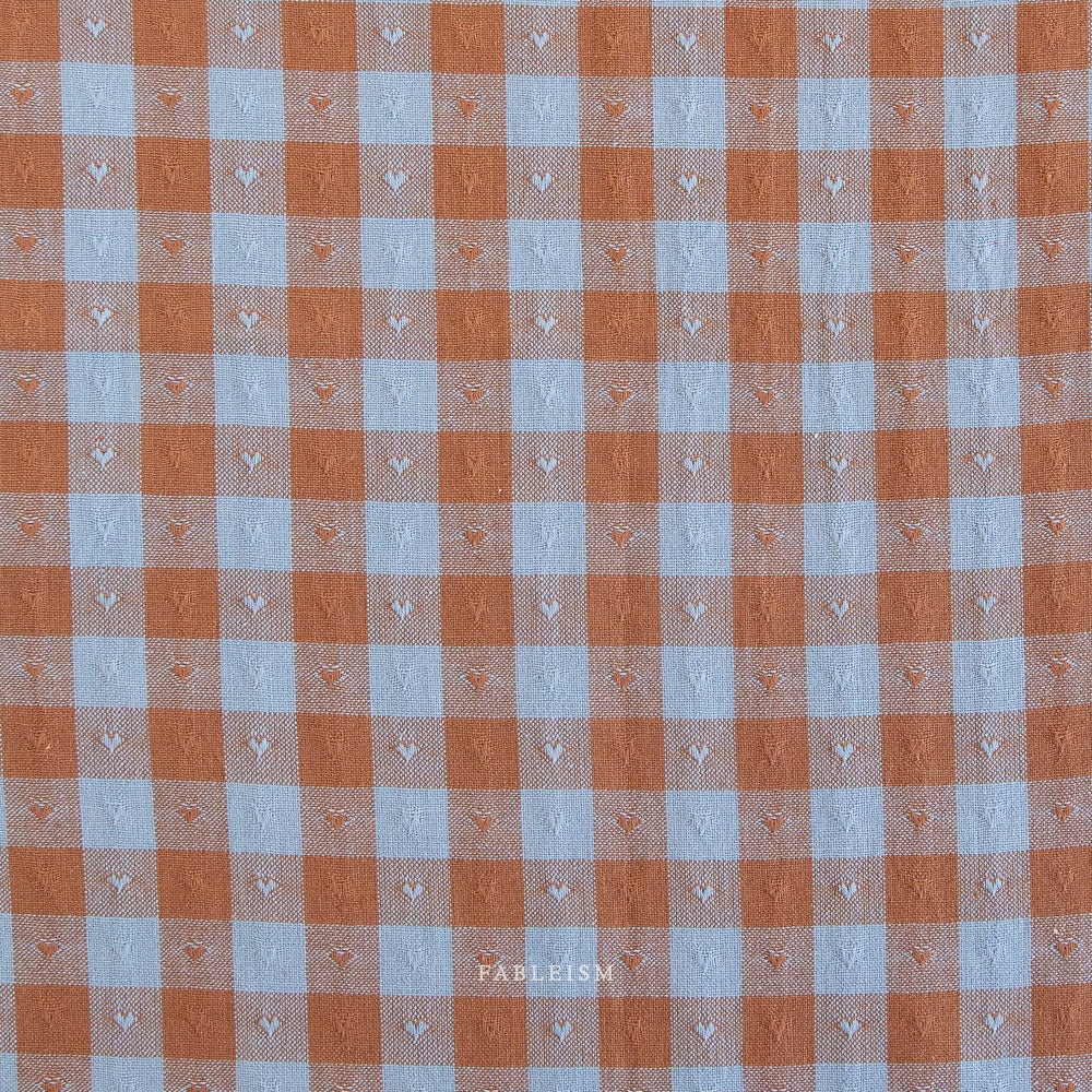 Queen of Hearts by Fableism - Gingham Dobby Hearts - Riviera - QH-GH55-06 Backordered (Nov)