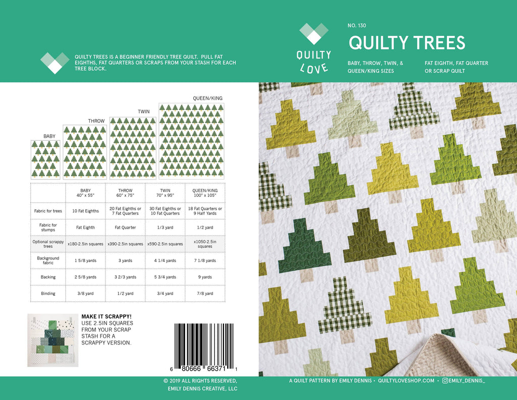 Quilty Love - Quilty Trees PAPER quilt pattern