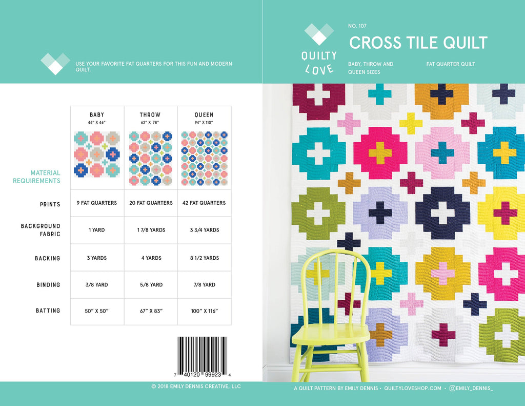 Quilty Love - Cross Tile PAPER Quilt Pattern