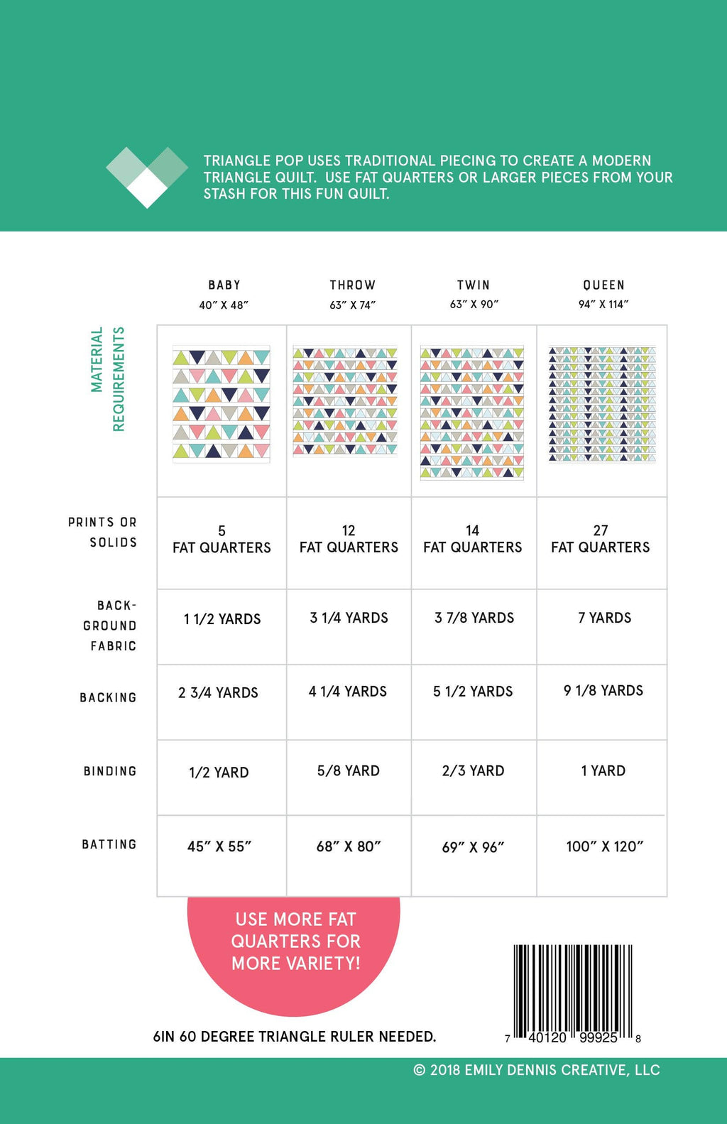 Quilty Love - Triangle Pop PAPER quilt pattern