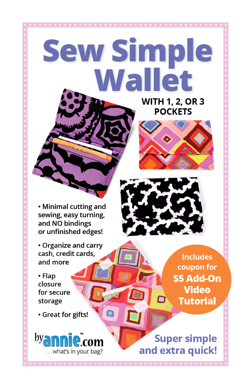 Sew Simple Wallet w/1-2-or 3 pockets -  Bags by Annie pattern
