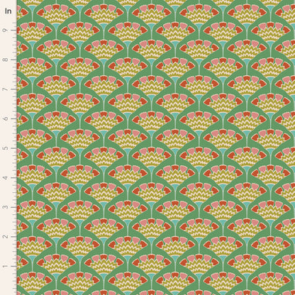 Tilda Pie in the Sky Tasselflower - GREEN  Yardage 100497