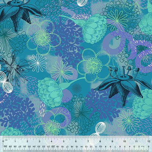 Bright World by Sharon Virtue for Windham Fabrics - BOTANICAL - Blue