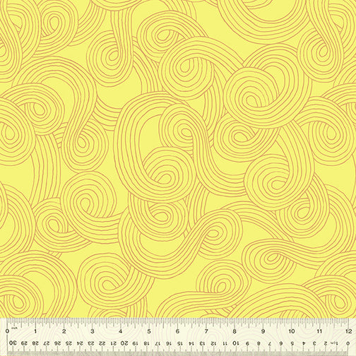 Bright World by Sharon Virtue for Windham Fabrics  - SPIRALS - MELLOW YELLOW